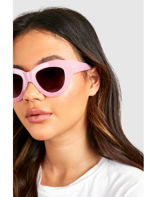 Boohoo Retro Pink Oversized Cat Eye Sunglasses