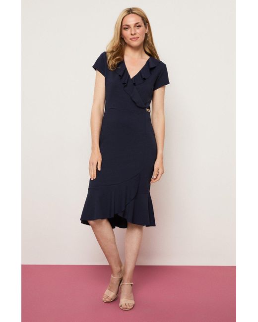 Wallis Blue Tall Wrap Sleeveless Dress