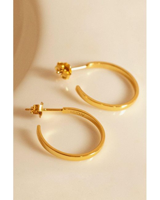 MUCHV Metallic Gold Thin Hoop Earrings