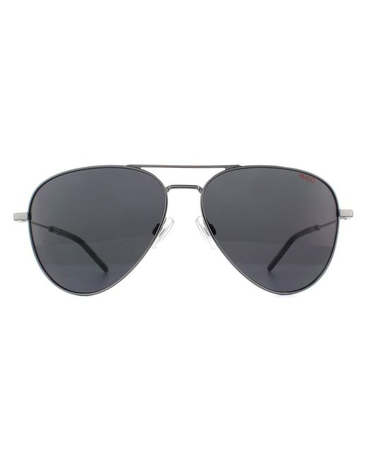 HUGO Gray Aviator Dark Ruthenium Grey Sunglasses for men