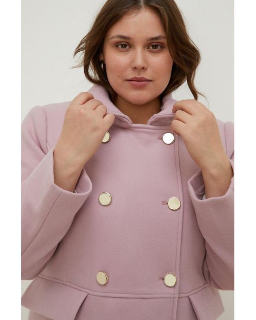Oasis Pink Plus Size Button Detail Dolly Coat
