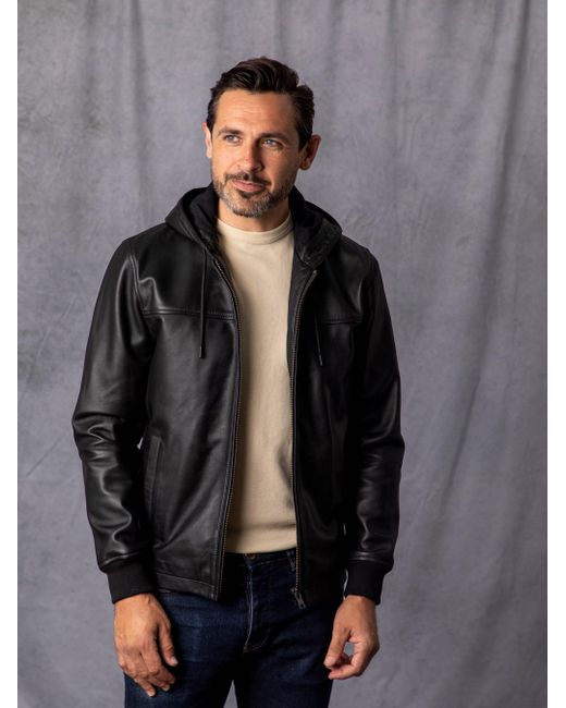 Lakeland Leather Gray 'bow Fell' Hooded Leather Jacket for men