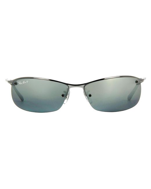Ray-Ban Gray Wrap Gunmetal Silver Mirror Sunglasses for men