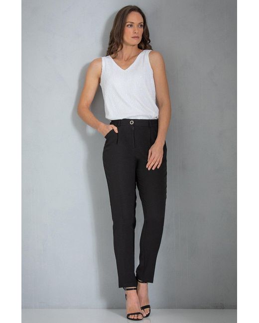 Klass Gray Embellished Button Tapered Trousers