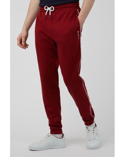 Ben Sherman Red Side Piping Joggers for men
