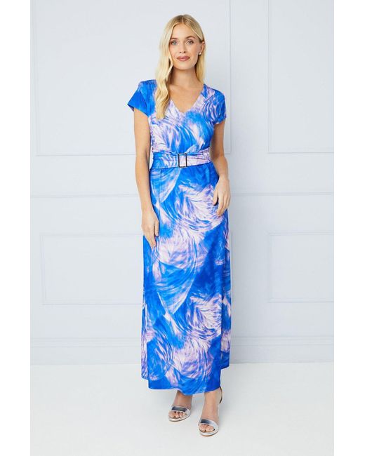 Wallis Blue Occasion Petite Premium Jersey Printed Maxi Dress