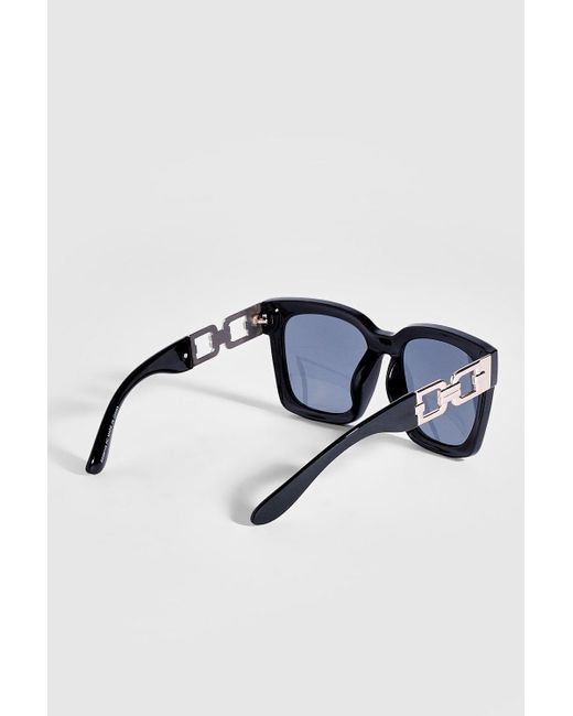 Boohoo Blue Oversized Black Thick Rim Sunglasses
