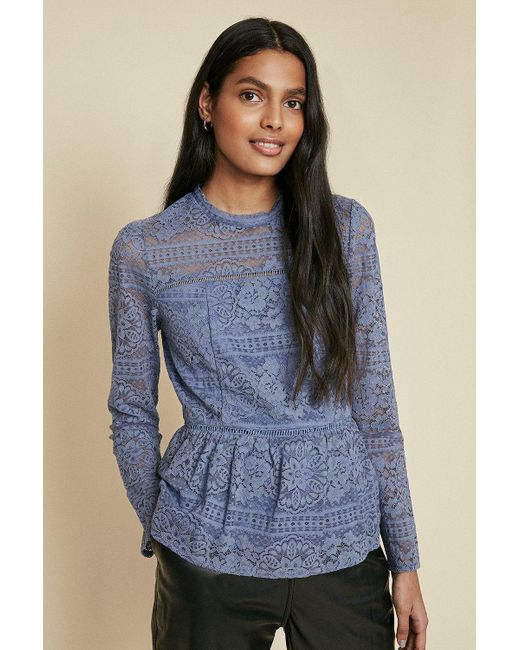 Oasis Blue Detailed Lace Top
