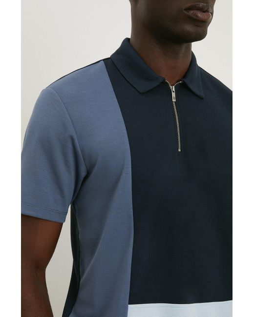 Burton Blue Premium Short Sleeve Tri Block Polo for men