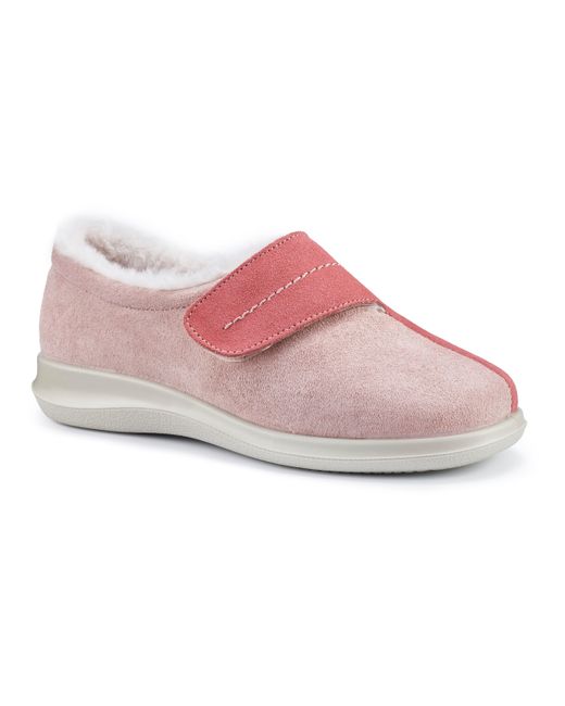 Hotter Pink 'wrap' Faux-fur Lined Suede Slippers
