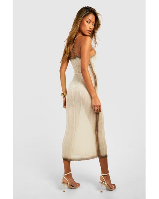 Boohoo Brown Ombre Fine Gauge Rib Knitted Maxi Dress