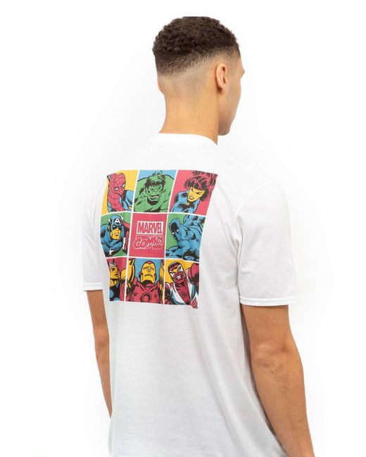 Marvel White 80's Blocks Cotton T-shirt for men