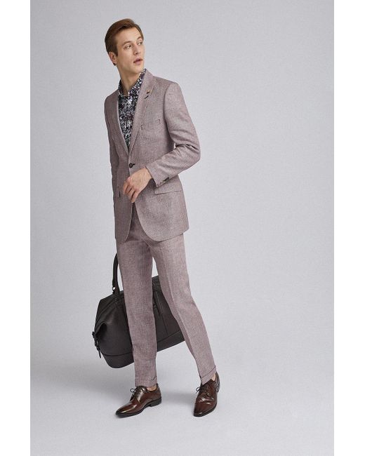 Burton 1904 Dark Pink Finnley Linen Suit Jacket for men