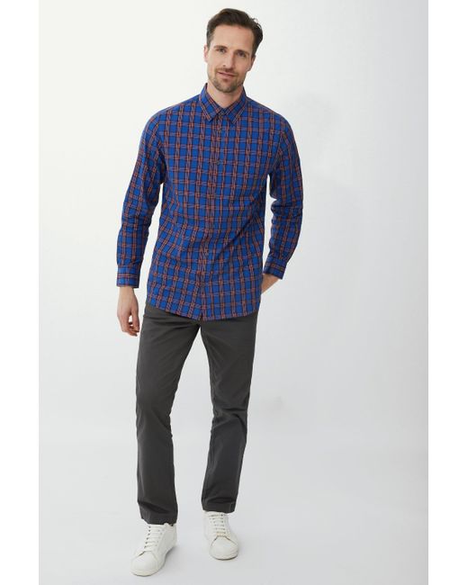 MAINE Blue Bright Grid Check Shirt for men
