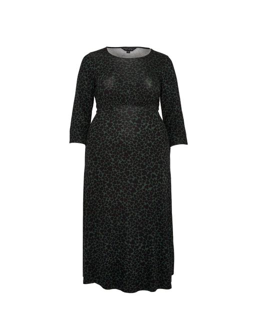 Dorothy Perkins Black Curve Khaki Heart Print Midi Dress