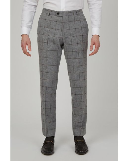 Racing Green Gray Classic Suit Trousers for men