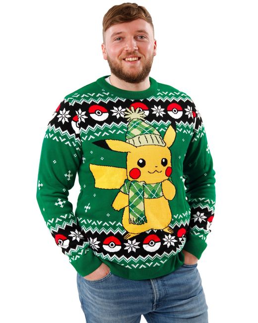Pokemon Gray Pikachu Christmas Jumper for men