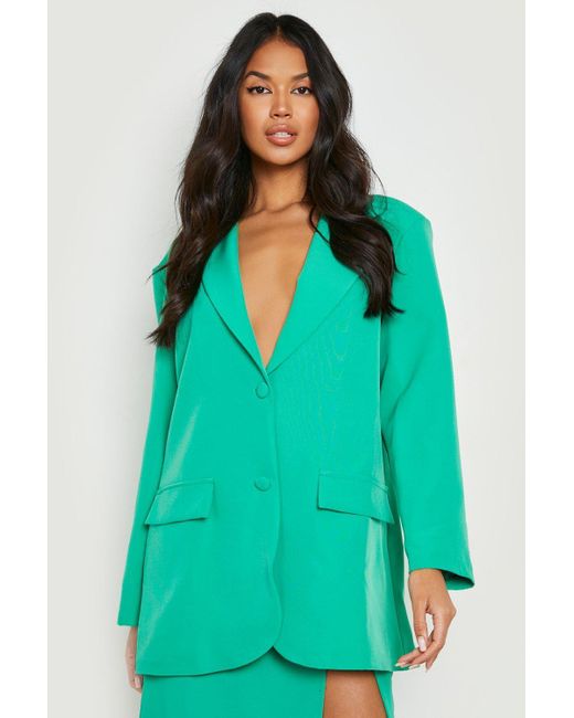 Boohoo Green Relaxed Fit Single Breasted Blazer