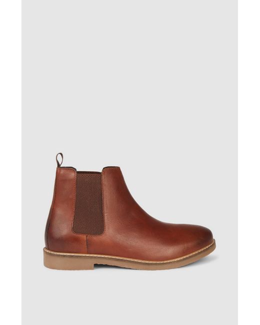MAINE Brown Thames Leather Casual Chelsea Boot for men