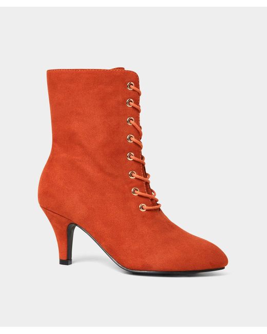 Joe Browns Red Lace Up Stiletto Microsuede Ankle Boots