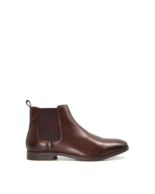 Dune Brown 'maccles' Leather Chelsea Boots for men