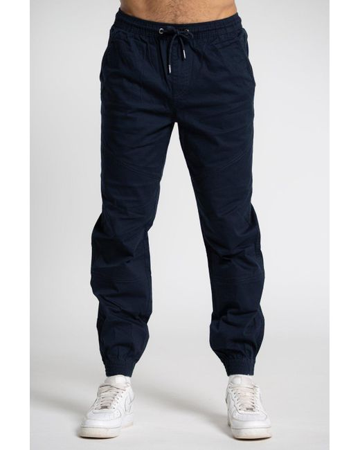 Tokyo Laundry Blue Cotton Cuffed Trouser for men