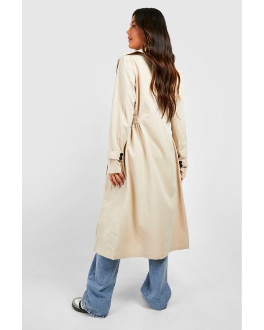Boohoo Blue Synched Waist Midaxi Trench Coat