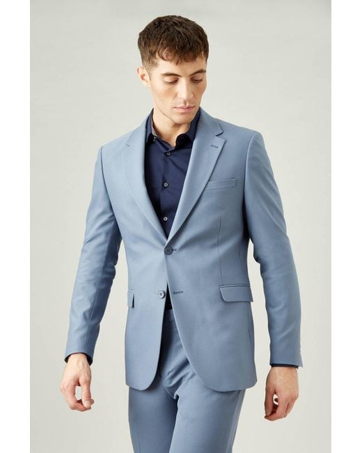 Burton Slim Fit Stretch Blue Suit Jacket for men