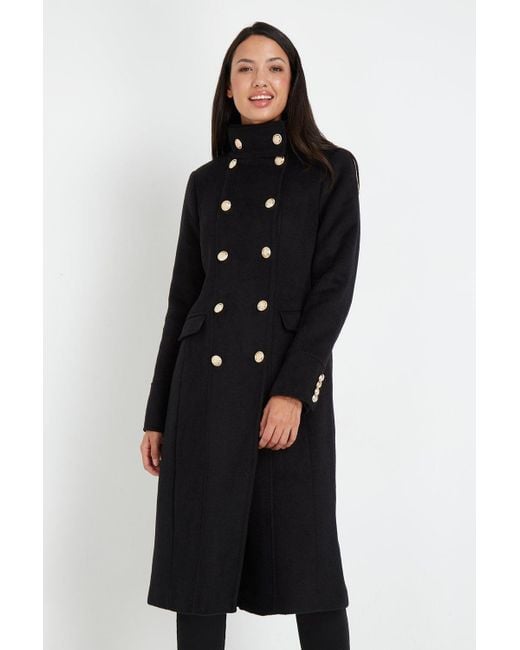 Wallis Black Military Double Breasted Coat