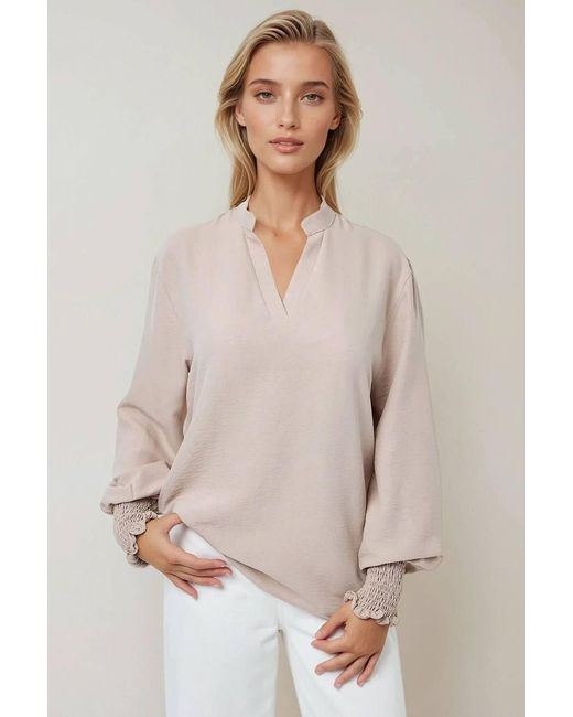 Hiccup Gray V-Neck Long Sleeve Blouse