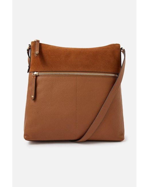 Accessorize Brown Large Leather Cross-body Bag