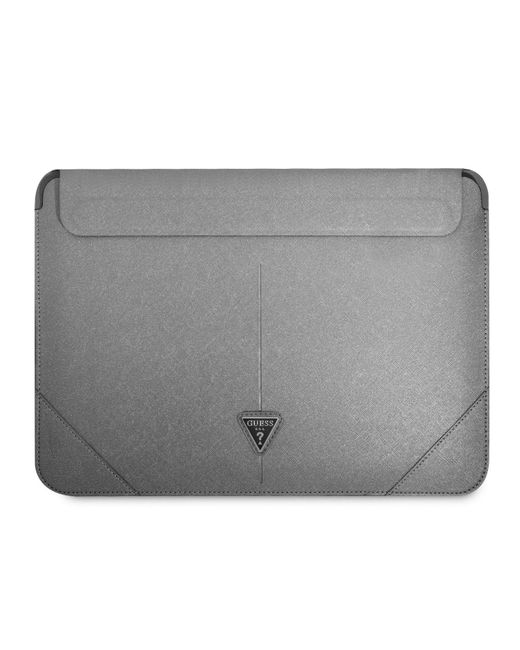Guess Gray 13/14 Inch Laptop Sleeve Pu Saffiano Triangle Metal Logo