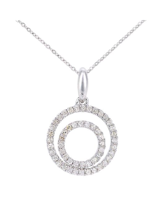 Jewelco London Metallic 9ct White Gold 0.26ct Diamond Circle Pendant Necklace 18 Inch - Pp0axl6004w