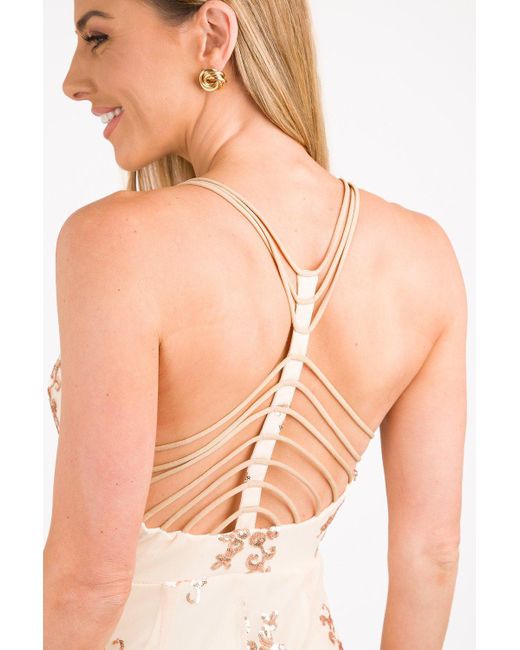 Krisp White Razor Back Sequin Detailed Mesh Bodycon Dress