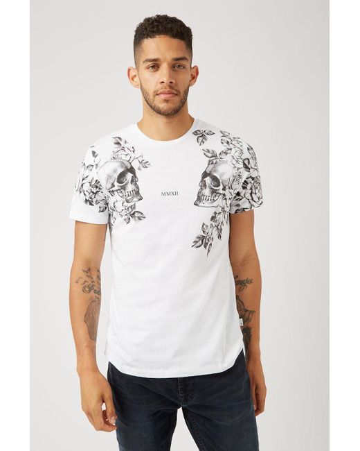 Burton White Skull Graphic T Shirt for men