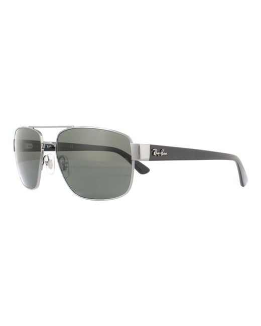 Ray-Ban Gray Wrap Gunmetal G-15 Green Polarized Sunglasses for men