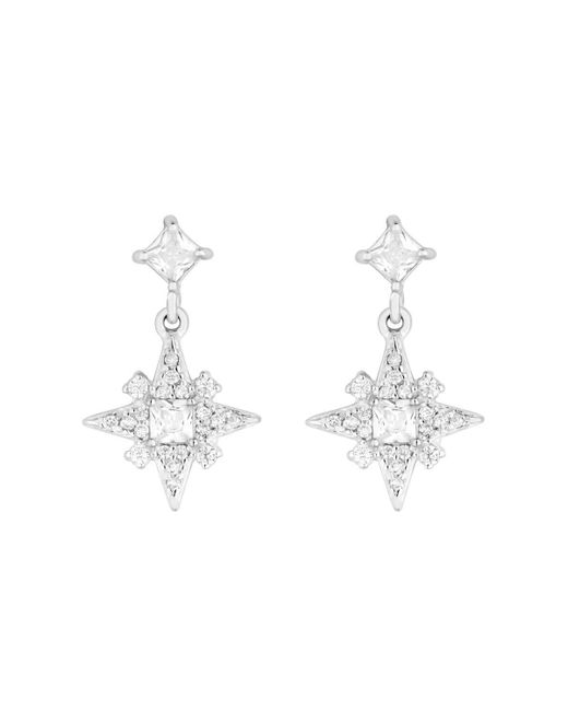 Simply Silver Metallic Sterling Silver 925 Cubic Zirconia North Star Drop Earrings
