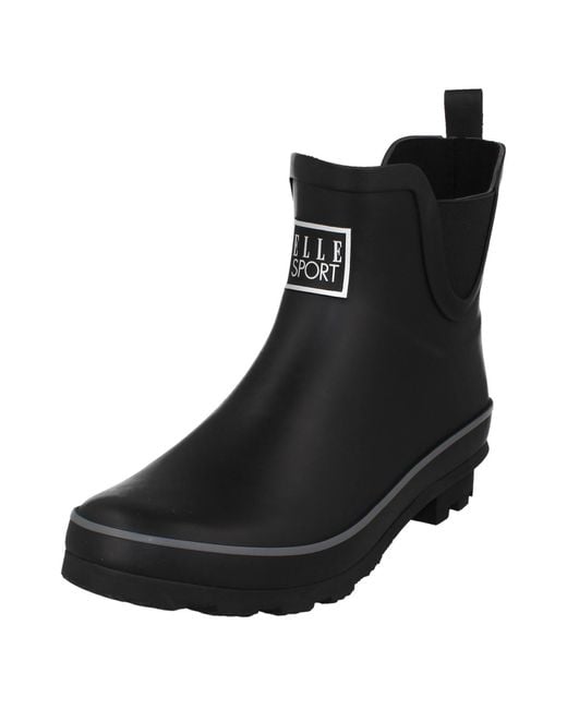 ELLE Sport Black Rubber Ankle Wellington