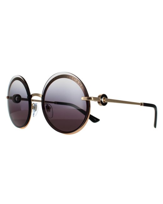 BVLGARI Brown Round Pink Gold Grey Gradient Sunglasses