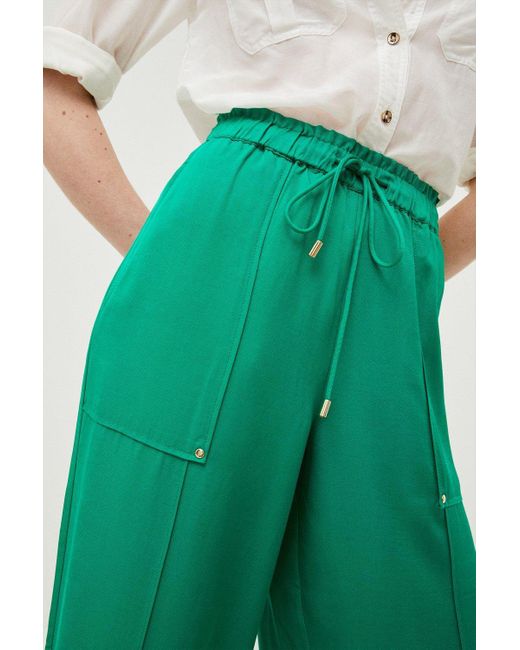 Karen Millen Green Premium Linen Viscose Woven Trouser