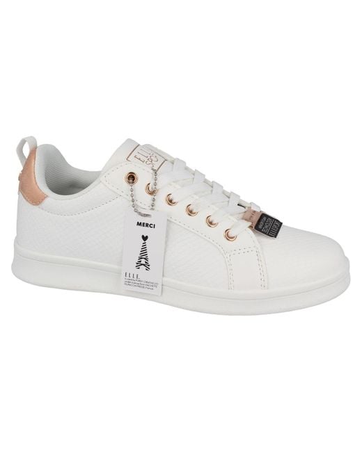 ELLE Sport White Snake Printed Low Lace Up Trainer