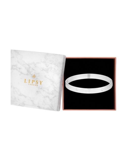 Lipsy Black Silver Heart Bangle Bracelet - Gift Boxed