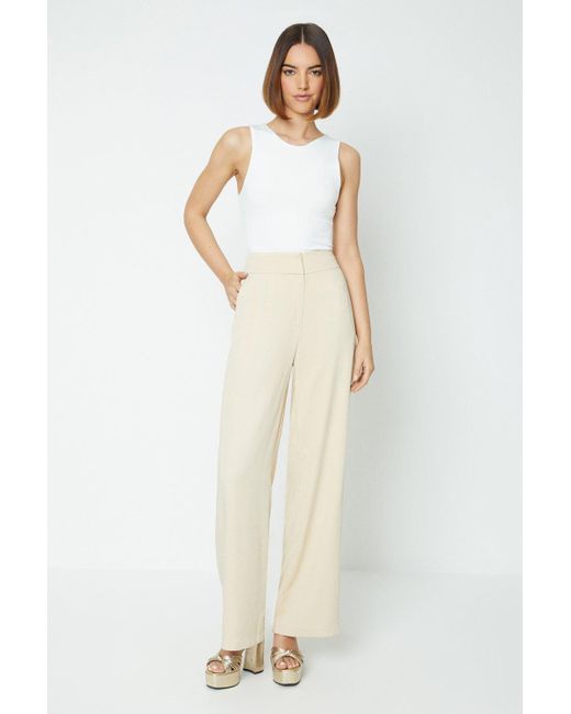 Oasis White Wide Leg Twill Relaxed Trouser
