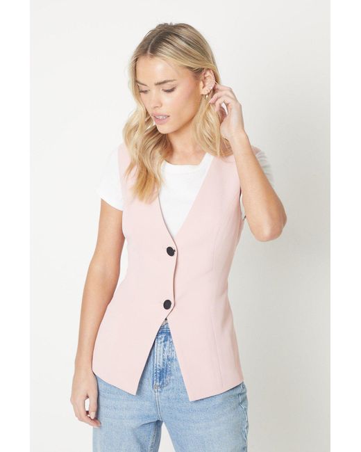 Dorothy Perkins Pink Petite Button Front Waistcoat
