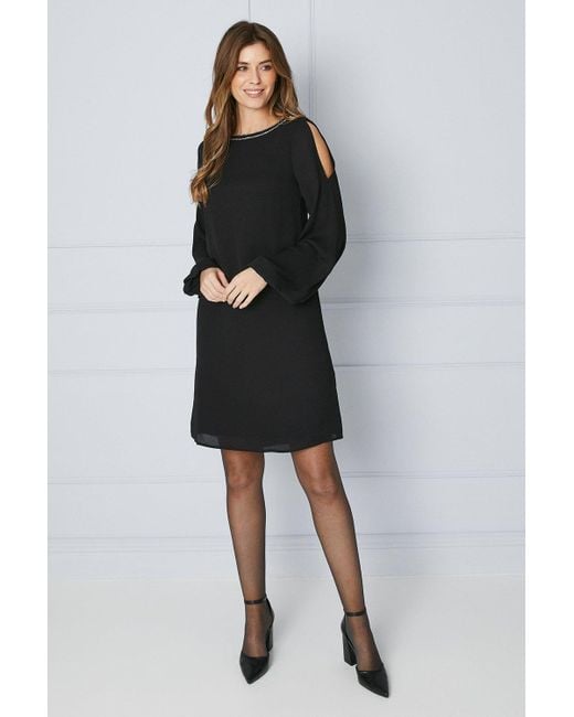 Black cold shoulder shift cheap dress