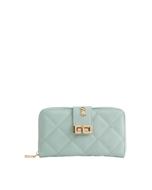 Fable England Green Soft Sage Quilted Purse