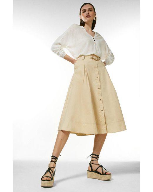 Karen Millen Natural Cotton Utility Skirt