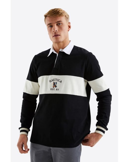 Nautica Black 'onyx' Rugby Shirt for men