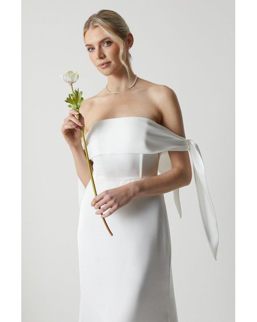 Coast White Satin Bandeau With Tie Detail Wedding Dress