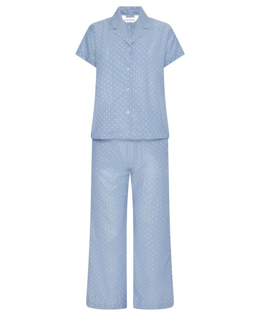 PixieGirl Blue Petite Dobby Spot Woven Pyjama Set